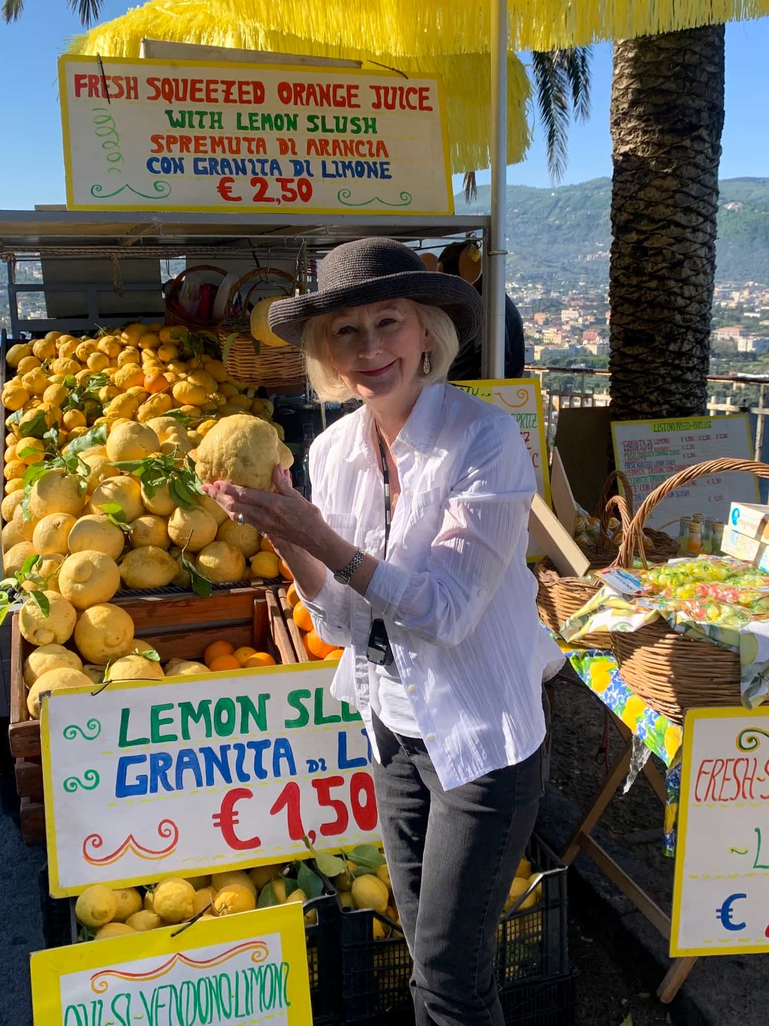 Huge lemons for Lemon Salad in Sorrento, Italy