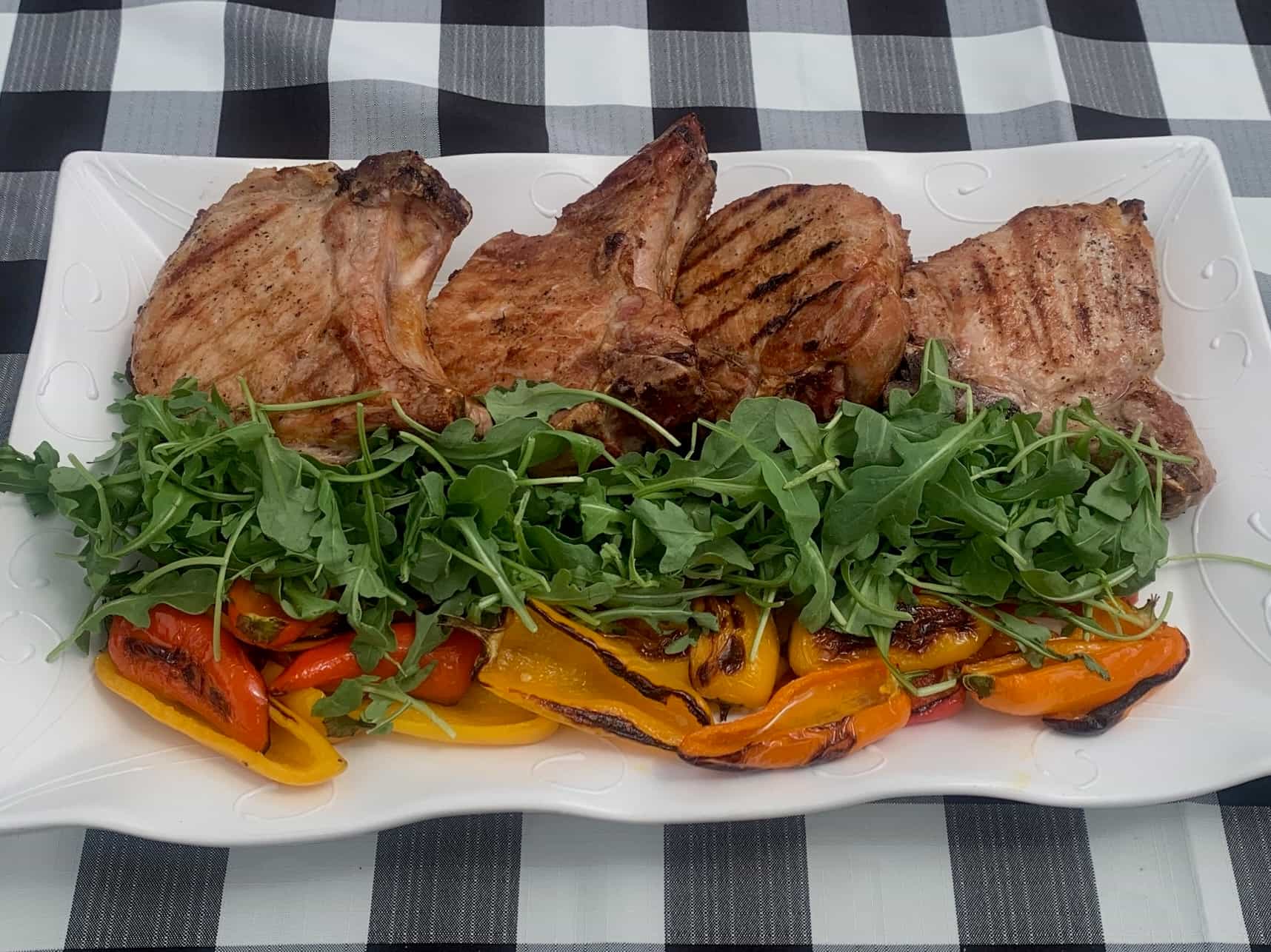 Grilled Ginger & Lemongrass Pork Loin Chops with Mini Sweet Peppers